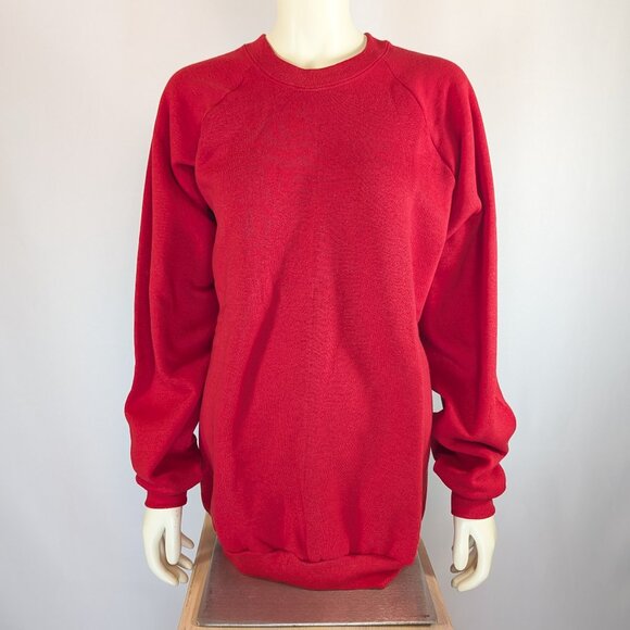 โSOLD!โ Blank Red Fruit of the Loom "Fleecewear" sweatshirt deadstock - Picture 1 of 4